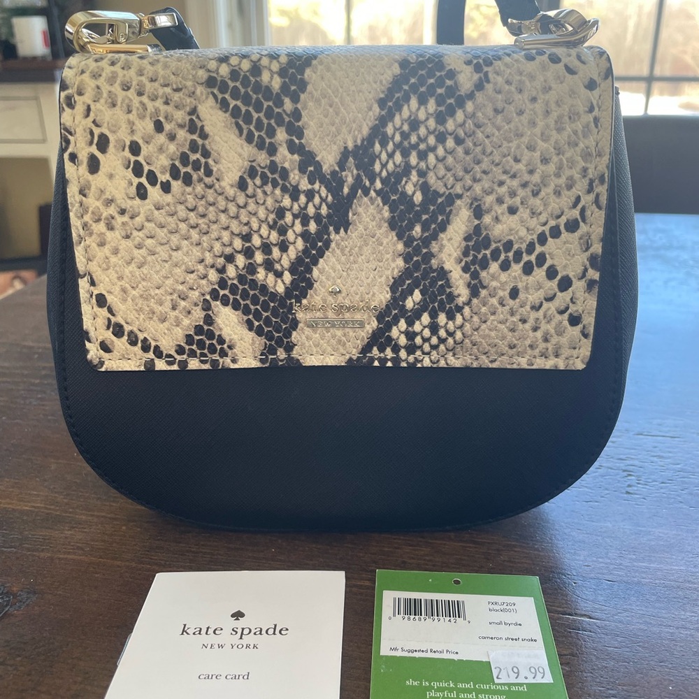 CLOSET CLEAR OUT! Kate Spade Black and Cream Snakeskin Crossbody Bag.
